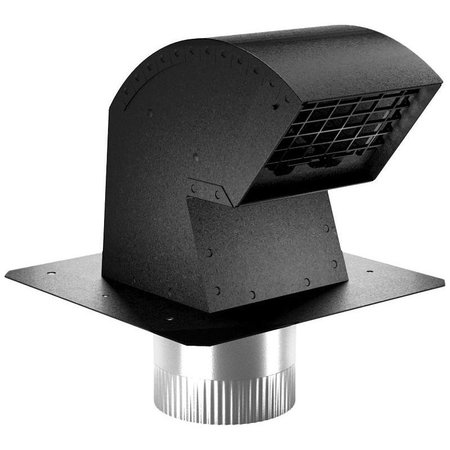 IMPERIAL Roof Vent Cap, 4 in Connection, Steel, Black, Galvanized VT0640